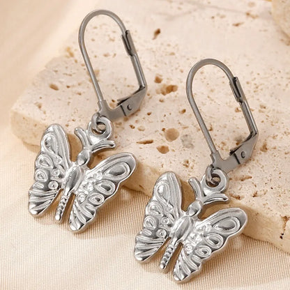 1 Pair Vacation Pastoral Simple Style Star Heart Shape Butterfly Plating 304 Stainless Steel 18K Gold Plated Drop Earrings