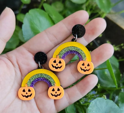 1 Pair Vacation Pumpkin Printing Arylic Drop Earrings