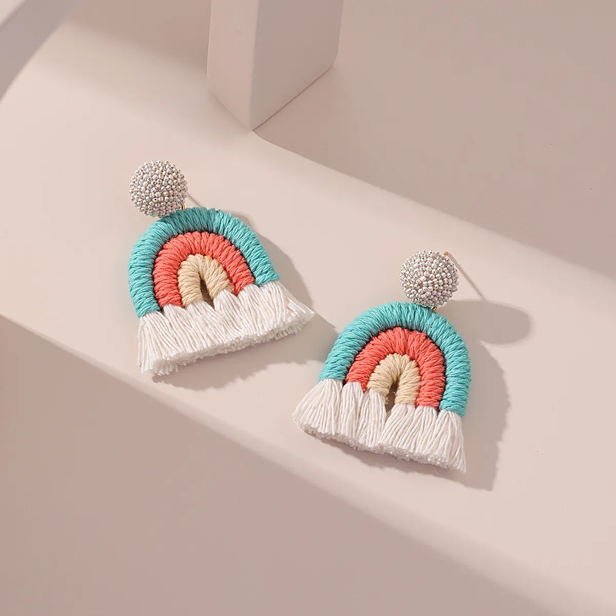 1 Pair Vacation Rainbow Alloy Cotton Drop Earrings