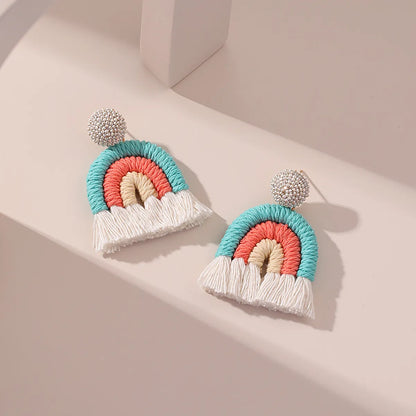 1 Pair Vacation Rainbow Alloy Cotton Drop Earrings