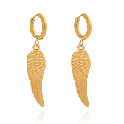 1 Pair Vacation Roman Style Wings Plating 304 Stainless Steel 18K Gold Plated Drop Earrings