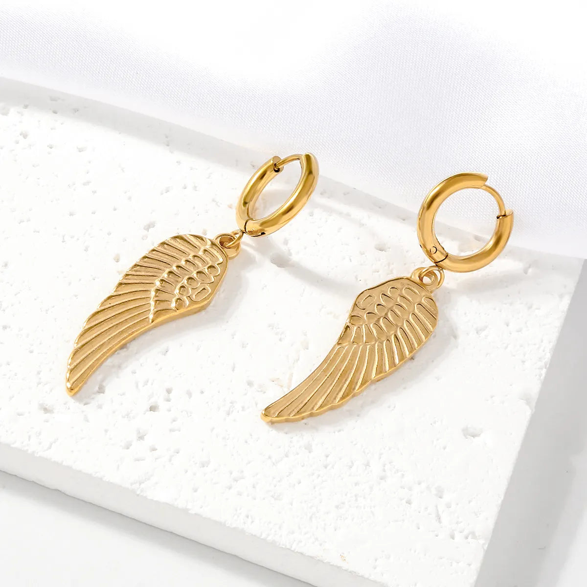 1 Pair Vacation Roman Style Wings Plating 304 Stainless Steel 18K Gold Plated Drop Earrings