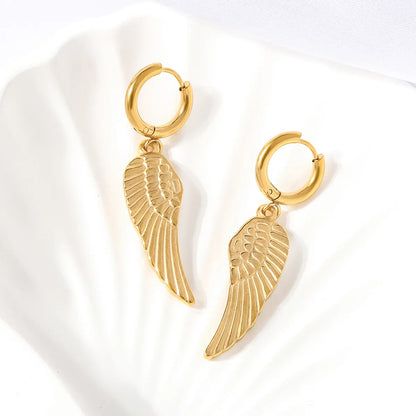 1 Pair Vacation Roman Style Wings Plating 304 Stainless Steel 18K Gold Plated Drop Earrings