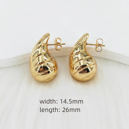 1 Pair Vacation Romantic Classic Style Zebra Water Droplets Spiral Stripe Water Drop Three-Dimensional Metal 304 Stainless Steel None Earrings Ear Studs