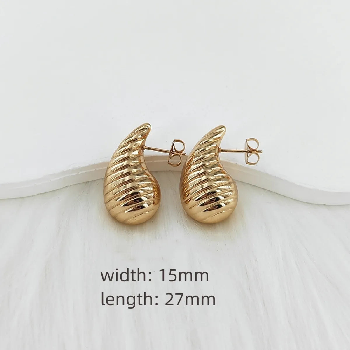 1 Pair Vacation Romantic Classic Style Zebra Water Droplets Spiral Stripe Water Drop Three-Dimensional Metal 304 Stainless Steel None Earrings Ear Studs