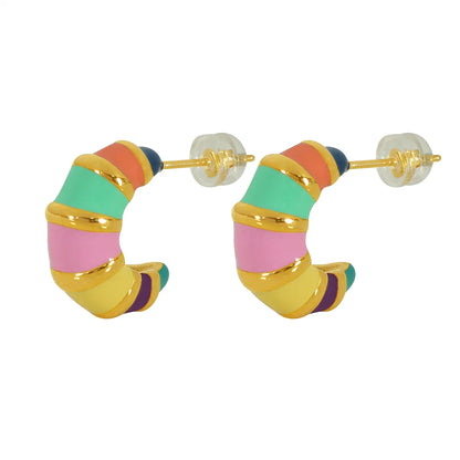 1 Pair Vacation Romantic Colorful Epoxy Plating Three-dimensional Stainless Steel Titanium Steel 18k Gold Plated Ear Studs