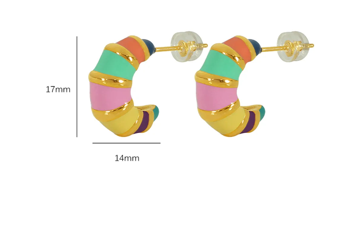 1 Pair Vacation Romantic Colorful Epoxy Plating Three-dimensional Stainless Steel Titanium Steel 18k Gold Plated Ear Studs