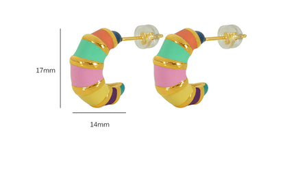 1 Pair Vacation Romantic Colorful Epoxy Plating Three-dimensional Stainless Steel Titanium Steel 18k Gold Plated Ear Studs