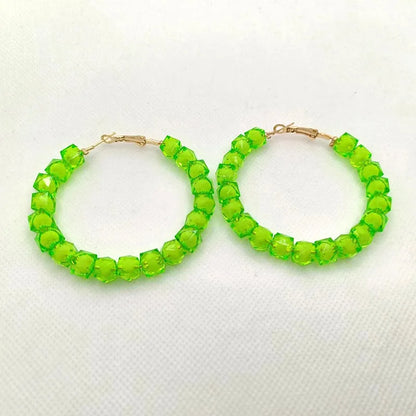 1 Pair Vacation Round Arylic Hoop Earrings