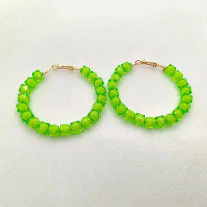 1 Pair Vacation Round Arylic Hoop Earrings