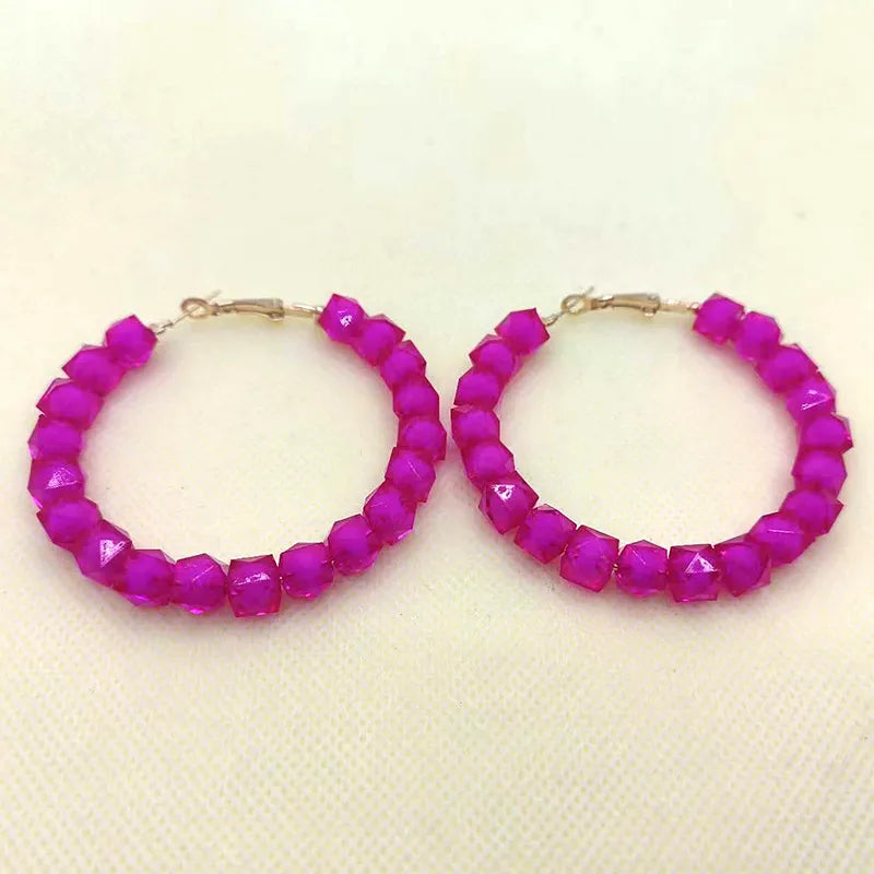 1 Pair Vacation Round Arylic Hoop Earrings