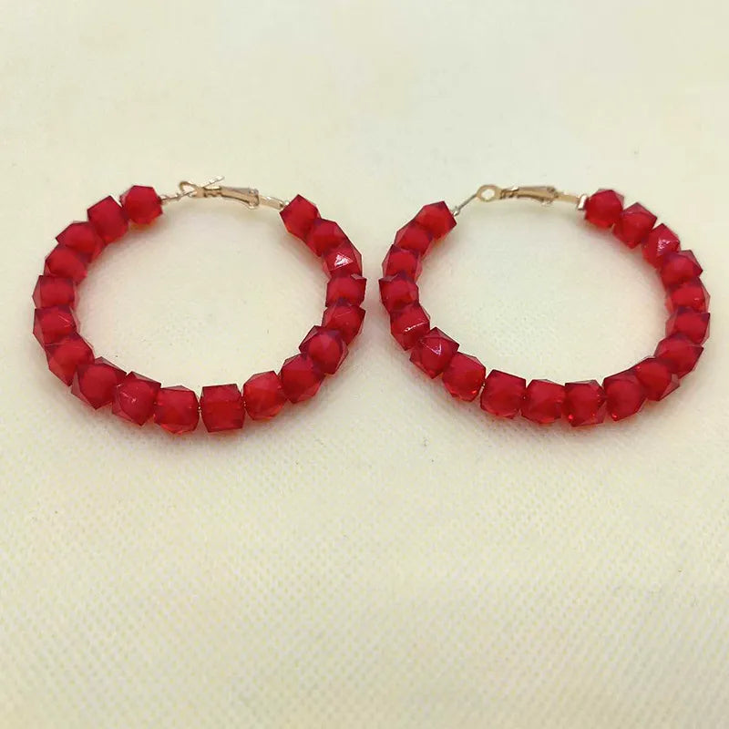 1 Pair Vacation Round Arylic Hoop Earrings