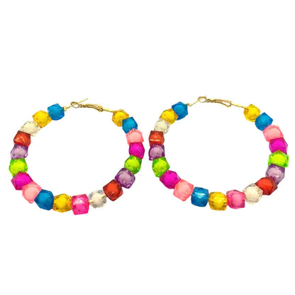 1 Pair Vacation Round Arylic Hoop Earrings