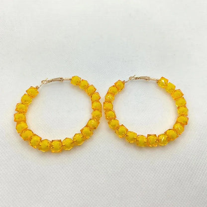 1 Pair Vacation Round Arylic Hoop Earrings