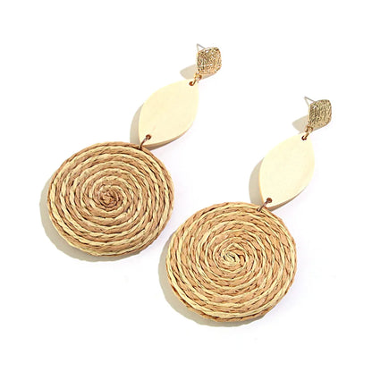 1 Pair Vacation Round Rattan Handmade Women's Drop Earrings