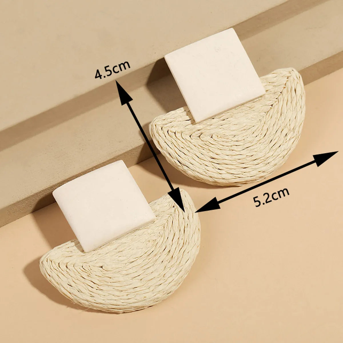 1 Pair Vacation Sector Square Rattan Earrings