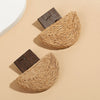 1 Pair Vacation Sector Square Rattan Earrings