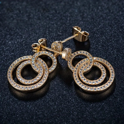 1 Pair Vacation Shiny Circle Plating Inlay Copper Zircon Gold Plated Drop Earrings