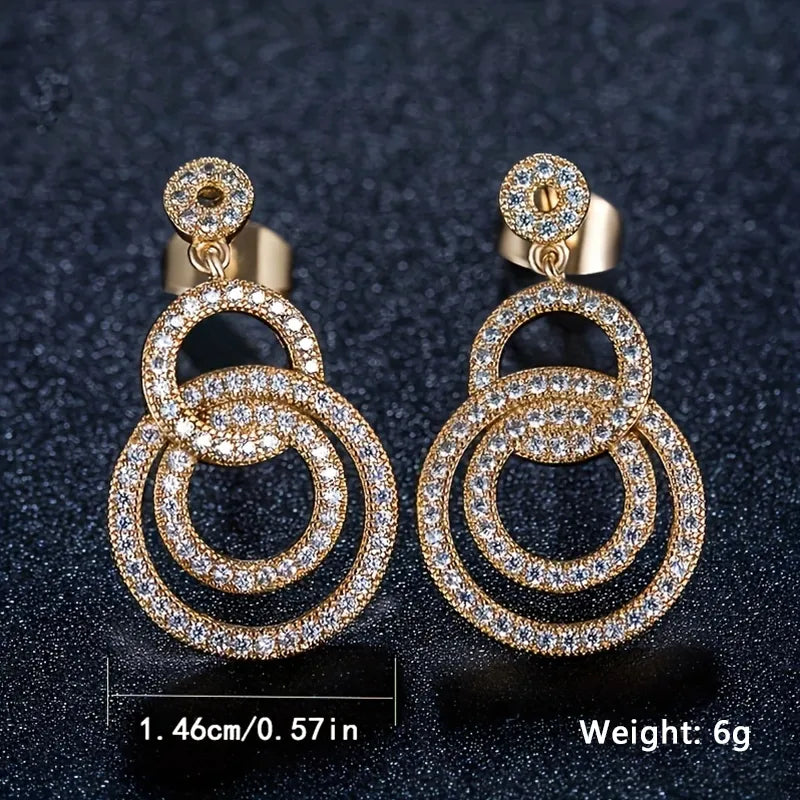 1 Pair Vacation Shiny Circle Plating Inlay Copper Zircon Gold Plated Drop Earrings