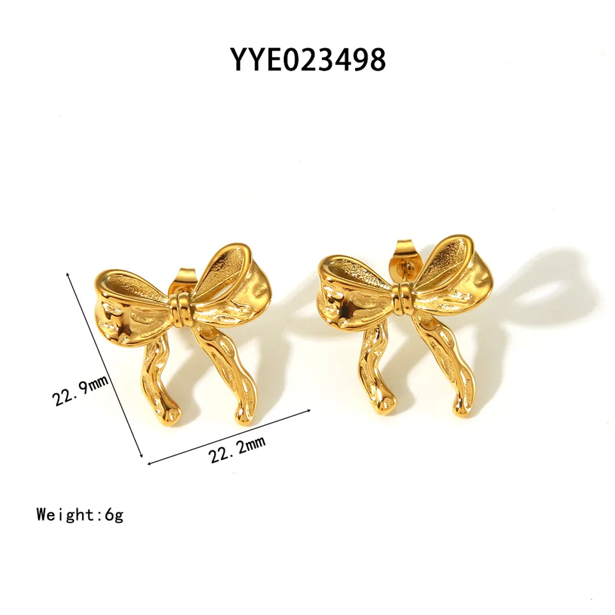 1 Pair Vacation Simple Style Bow Knot Plating 304 Stainless Steel 18K Gold Plated Ear Studs