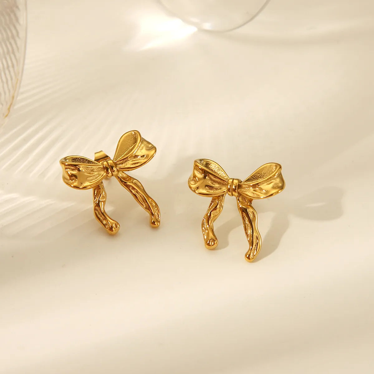 1 Pair Vacation Simple Style Bow Knot Plating 304 Stainless Steel 18K Gold Plated Ear Studs