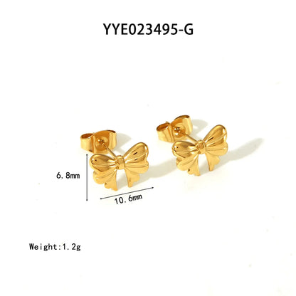 1 Pair Vacation Simple Style Bow Knot Plating 304 Stainless Steel 18K Gold Plated Ear Studs