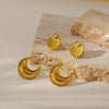 1 Pair Vacation Simple Style Classic Style Moon Shell 304 Stainless Steel Ear Studs