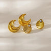 1 Pair Vacation Simple Style Classic Style Moon Shell 304 Stainless Steel Ear Studs