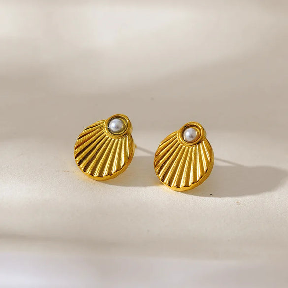 1 Pair Vacation Simple Style Classic Style Moon Shell 304 Stainless Steel Ear Studs
