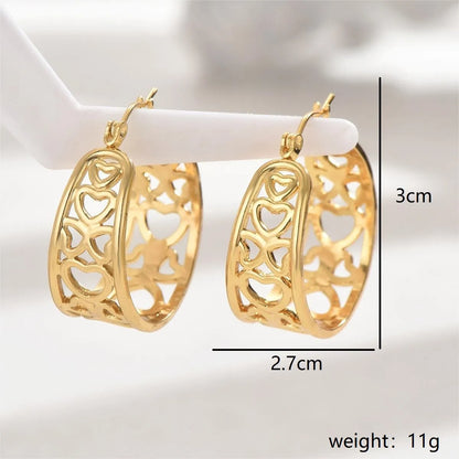 1 Pair Vacation Simple Style Classic Style Star Heart Shape Hollow Out 201 Stainless Steel 18K Gold Plated Earrings