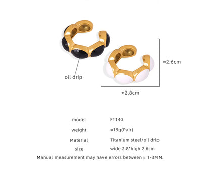 1 Pair Vacation Simple Style Color Block Enamel Plating Titanium Steel 18k Gold Plated Ear Cuffs