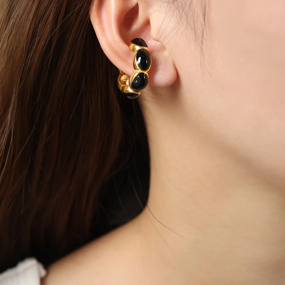 1 Pair Vacation Simple Style Color Block Enamel Plating Titanium Steel 18k Gold Plated Ear Cuffs