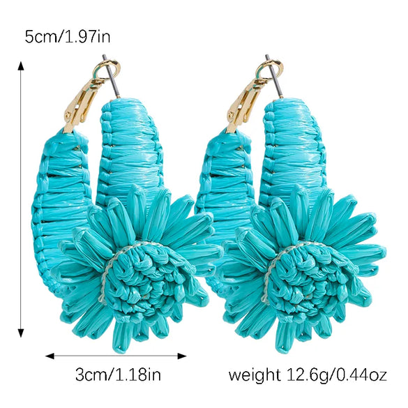 1 Pair Vacation Simple Style Flower Alloy Raffia Earrings