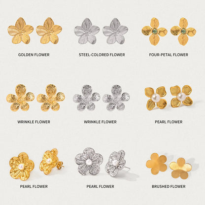 1 Pair Vacation Simple Style Flower Plating Inlay 304 Stainless Steel Zircon 18K Gold Plated Ear Studs