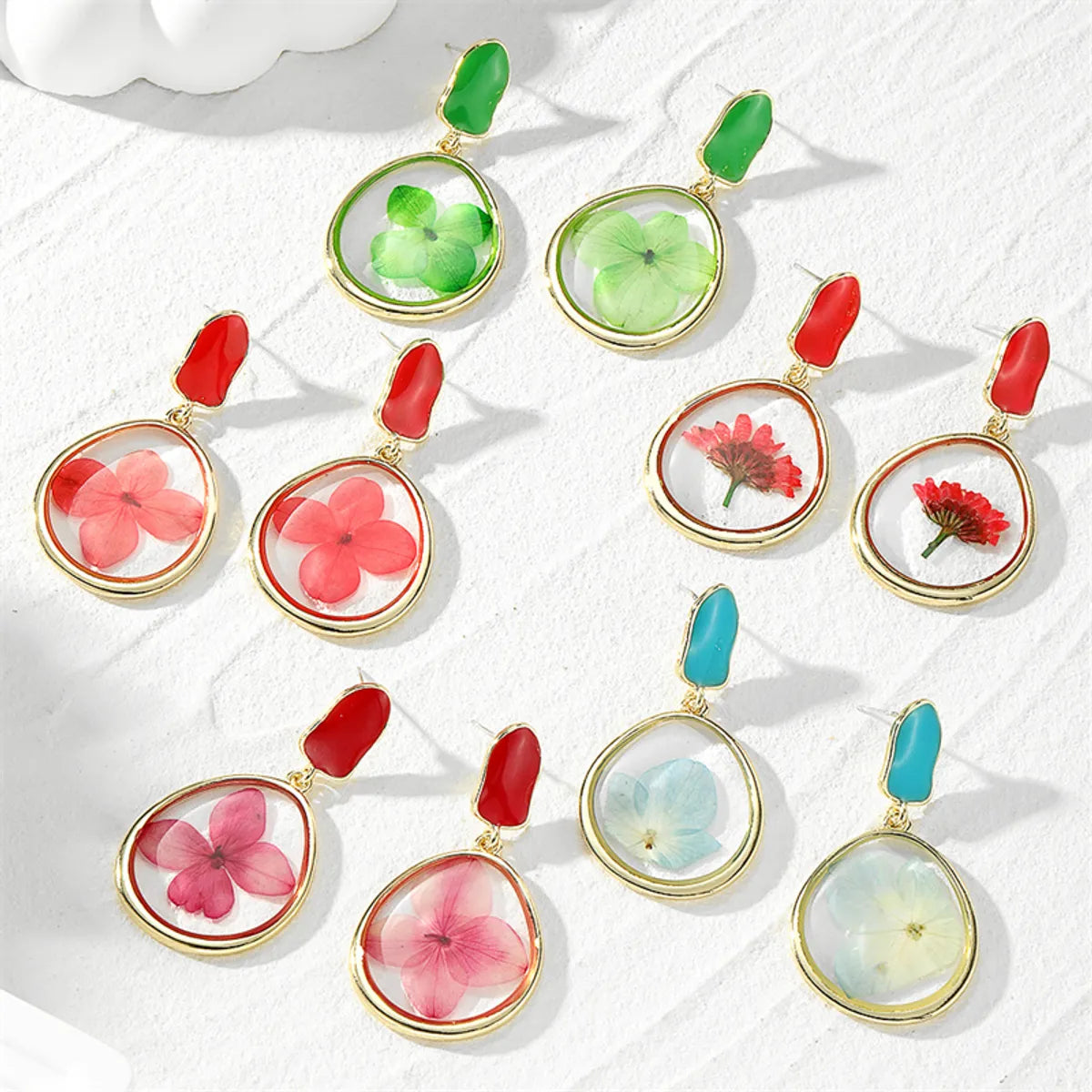 1 Pair Vacation Simple Style Flower Resin Drop Earrings