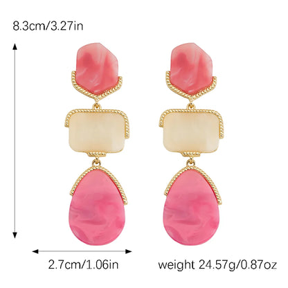 1 Pair Vacation Simple Style Geometric Tassel Polishing Plating Inlay Alloy Resin Resin Drop Earrings