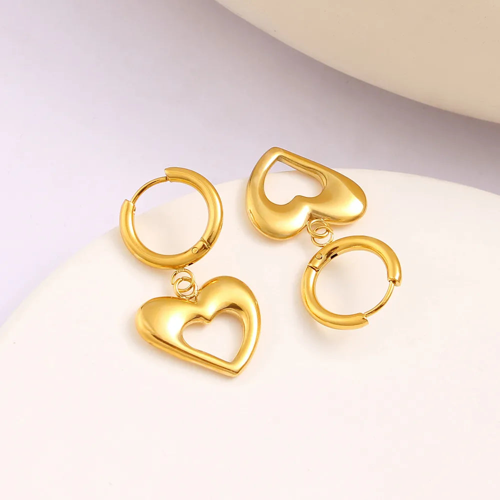 1 Pair Vacation Simple Style Heart Shape 304 Stainless Steel 316 Stainless Steel  Drop Earrings