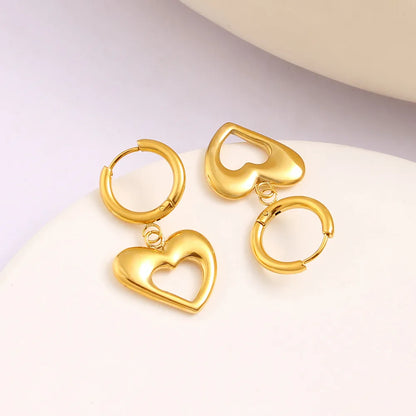 1 Pair Vacation Simple Style Heart Shape 304 Stainless Steel 316 Stainless Steel  Drop Earrings