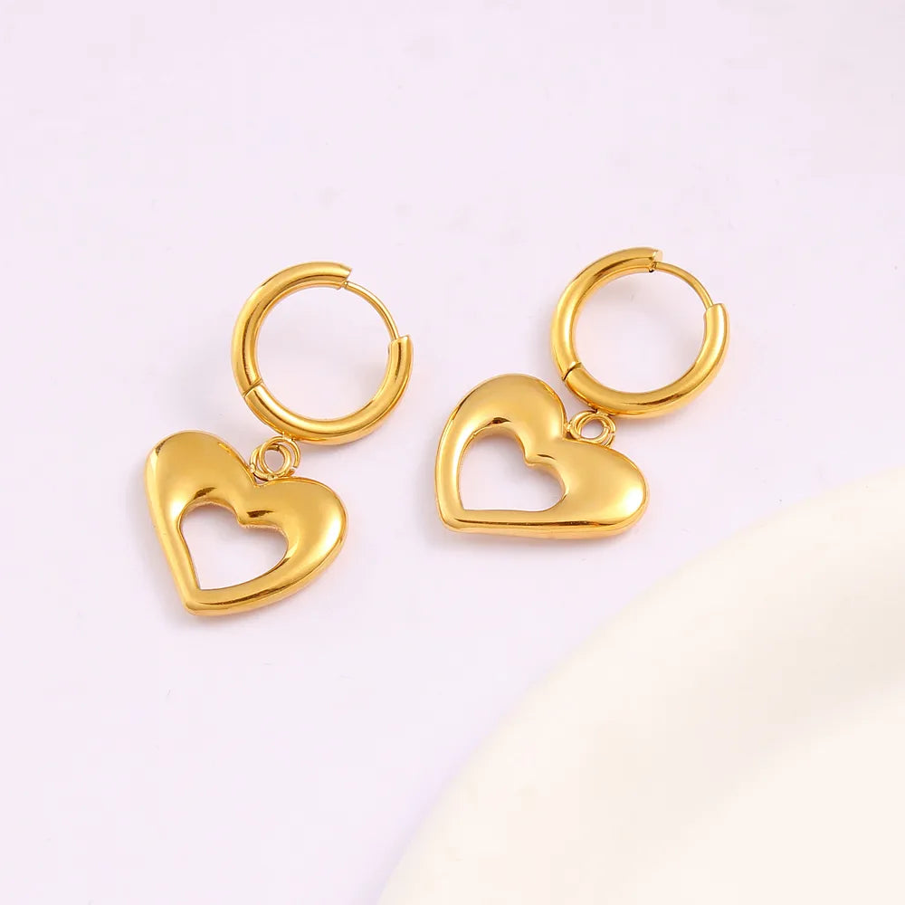 1 Pair Vacation Simple Style Heart Shape 304 Stainless Steel 316 Stainless Steel  Drop Earrings