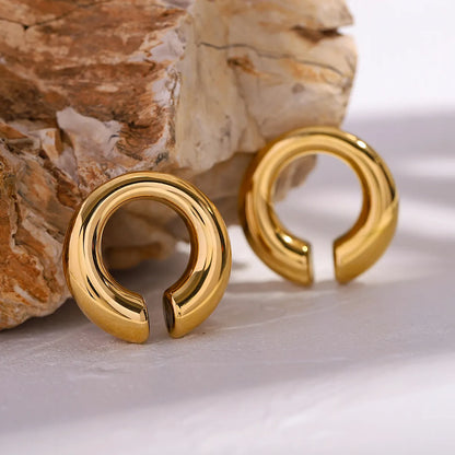 1 Pair Vacation Simple Style IG Style C Shape Solid Color Asymmetrical 304 Stainless Steel 18K Gold Plated Ear Cuffs