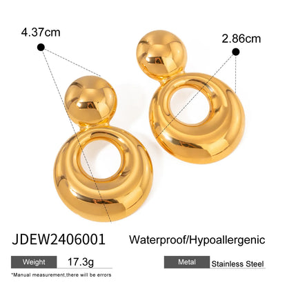 1 Pair Vacation Simple Style IG Style Oval Plating 304 Stainless Steel 18K Gold Plated Ear Studs