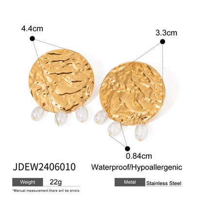 1 Pair Vacation Simple Style IG Style Round Plating 304 Stainless Steel 18K Gold Plated Drop Earrings