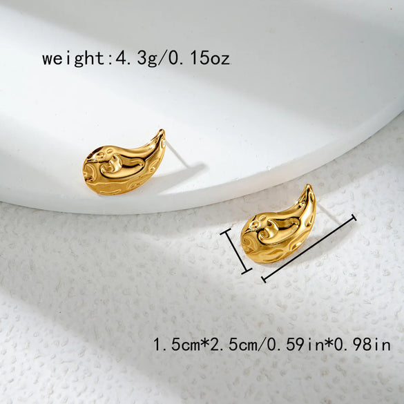1 Pair Vacation Simple Style Water Droplets Plating 304 Stainless Steel 14K Gold Plated Ear Studs