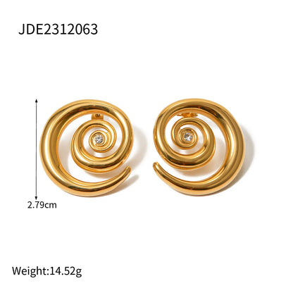 1 Pair Vacation Solid Color Plating 304 Stainless Steel 18K Gold Plated Earrings