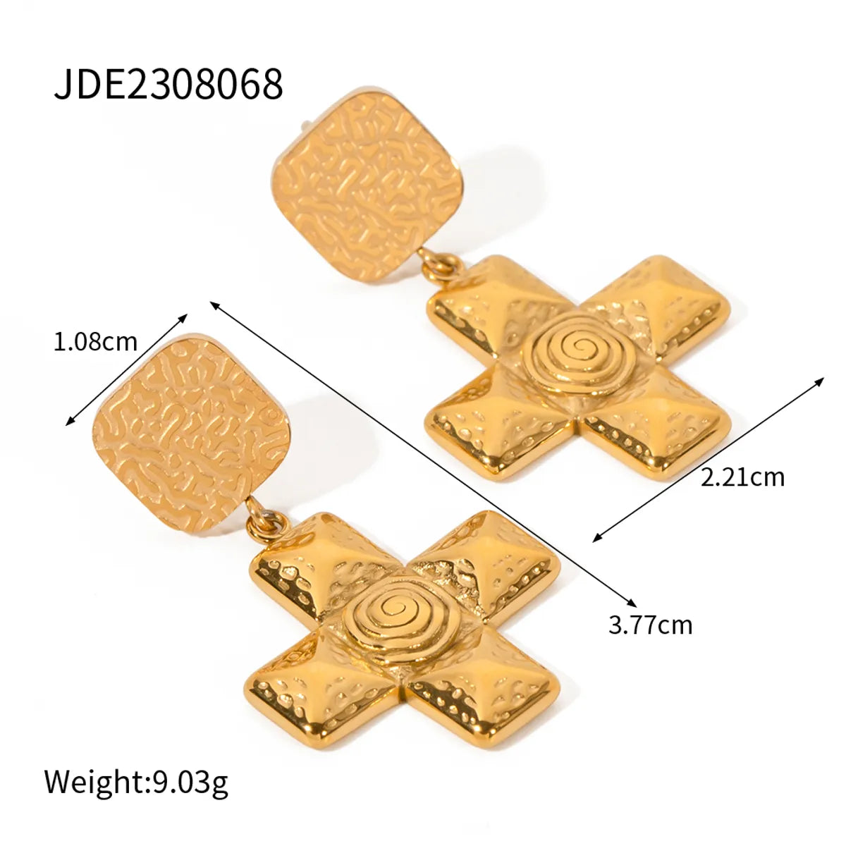 1 Pair Vacation Solid Color Plating 304 Stainless Steel 18K Gold Plated Earrings