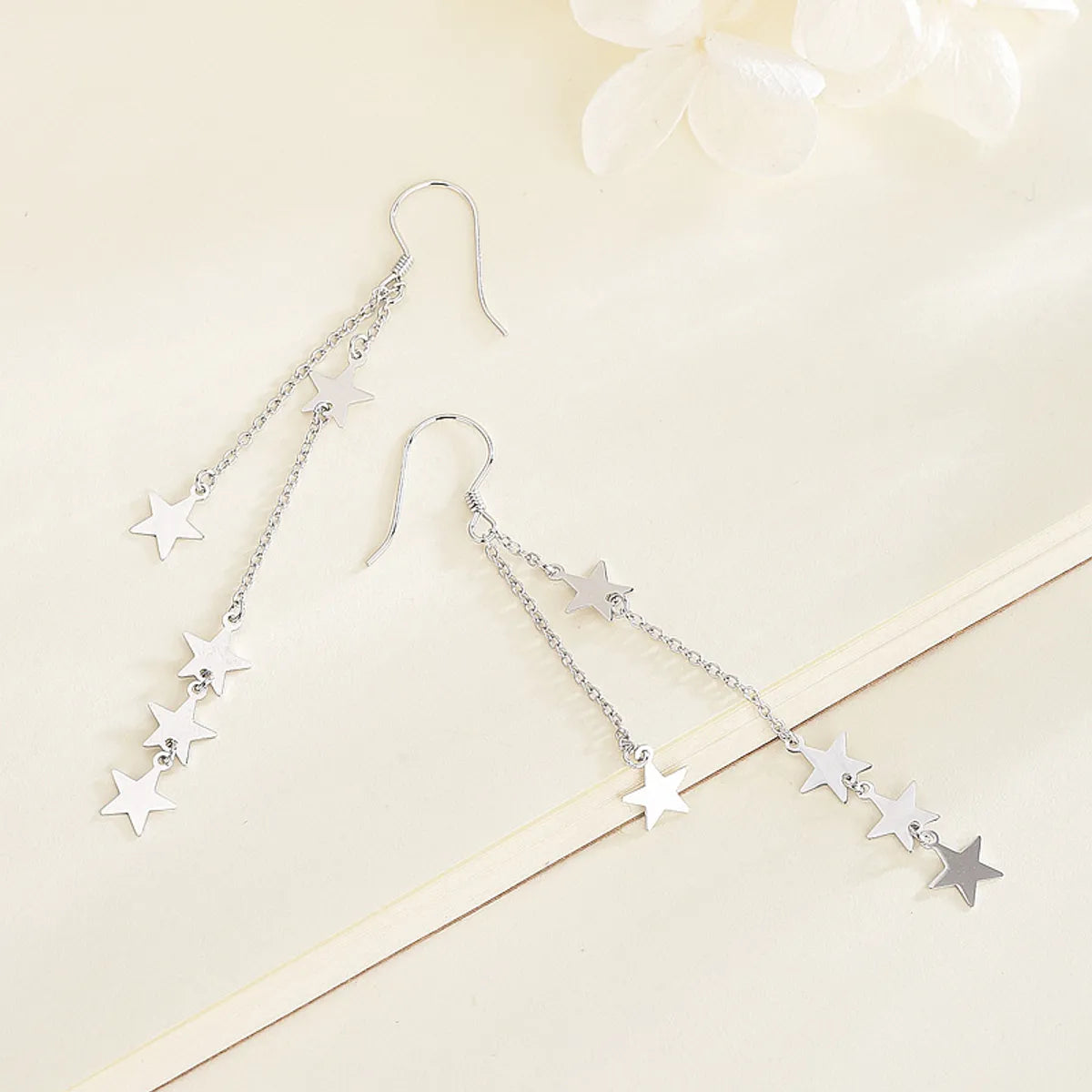 1 Pair Vacation Star Chain Sterling Silver Drop Earrings