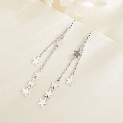 1 Pair Vacation Star Chain Sterling Silver Drop Earrings