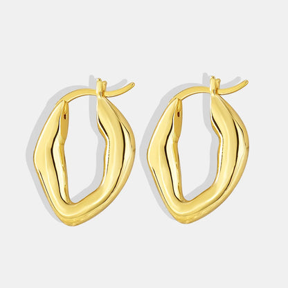 1 Pair Vacation Streetwear Commute Solid Color Plating Copper 18k Gold Plated Hoop Earrings