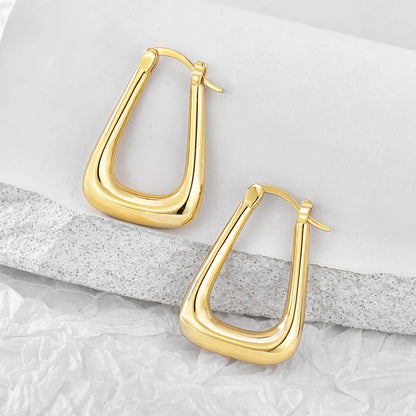 1 Pair Vacation Streetwear Commute Solid Color Plating Copper 18k Gold Plated Hoop Earrings