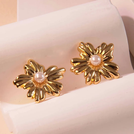 1 Pair Vacation Sweet Artistic Flower Floral Plating 304 Stainless Steel Imitation Gold  Ear Studs